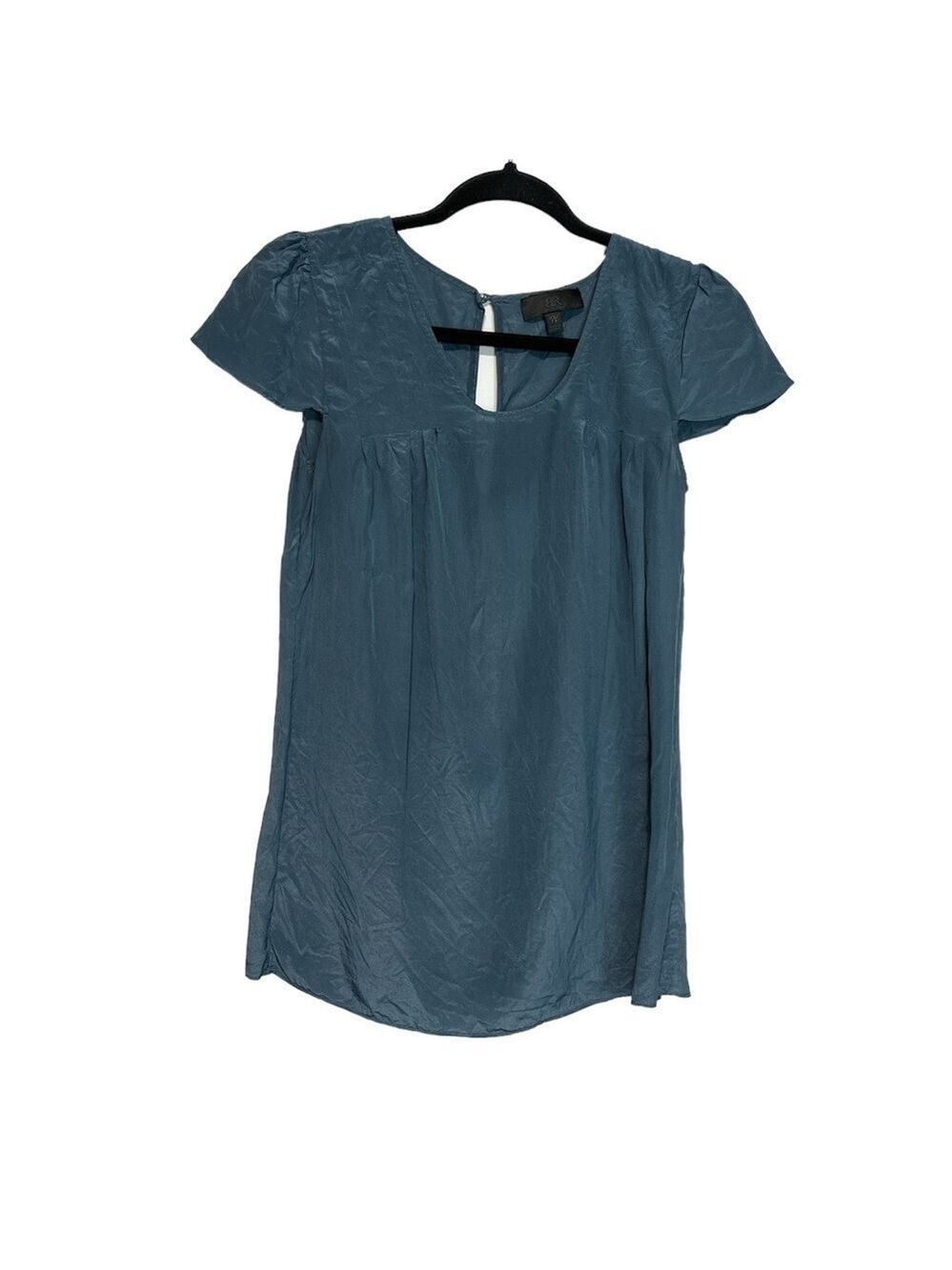 Banana Republic Blue Silk Short Sleeve Semi Sheer Blouse, size XS